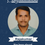Certificate-style congratulatory banner for Rajakumar, AI engineer at Sima Microsystems, with photo and graduation-themed graphics.