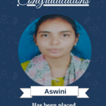 Certificate-style poster announcing Aswini's placement as Embedded Engineer at Zumi Solutions with ISM University of Skills branding.