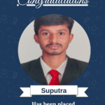 Congratulatory poster for Suputra: ISM logo, round photo, and placement note at Zibtek Pvt Ltd as Python Developer.