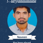 Certificate-style congratulations card from ISM University of Skills featuring a portrait of Naveen, labeled AI&ML Engineer and placed at Ojas Innovation Tech Pvt Ltd.