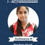 Congratulatory certificate featuring ISM logo, portrait of Aishwarya R, announcing her placement as Embedded Engineer at Neridio Systems Pvt Ltd.