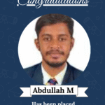Award-style certificate featuring ISM University of Skills logo, a portrait photo, and text announcing Abdul M’s placement as a Python Developer at Zibtek Pvt Ltd.
