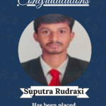 Certificate-style graphic announcing Suputra Rudraxi's placement at Zibtek Pvt Ltd as Python Developer, with ISM logo and 'Congratulations' header.