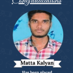Celebration poster featuring Matta Kalyan's portrait and a note of placement in Embedded Software Development at Micrologix Embedded Controls, from ISM University of Skills.