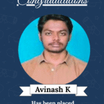 Certificate banner announcing Avinash K's placement as Embedded Engineer at Edgate Tech Pvt Ltd (ISM University of Skills graphic).