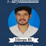 Certificate poster announcing Dileepa BS placed as Embedded Engineer at Sloki Tech Pvt Ltd, with a portrait photo.