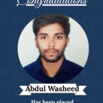 Congratulatory certificate featuring Abdul Washeed's photo and text announcing placement as AI&ML Developer at InnoMick Tech Pvt Ltd.