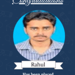 Certificate-style achievement image: announces Rahul placed as Embedded Software Developer at Zestlot Tech Pvt Ltd, with ISM University branding above.