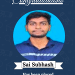 Poster announcing Sai Subhash's placement at Axend Automation & Software as AI/ML Designer, featuring his portrait.
