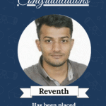 Award certificate image: dark blue background with 'Congratulations', circular portrait of a man, name 'Reventh' on a ribbon, and 'Software Engineer' title.